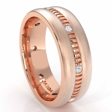 Dome Vertical Cuts Men's Diamond Eternity Wedding Band 18k Rose Gold  (0.16Ct. tw.)