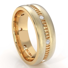 Dome Vertical Cuts Men's Diamond Eternity Wedding Band 14k Gold Yellow  (0.16Ct. tw.)