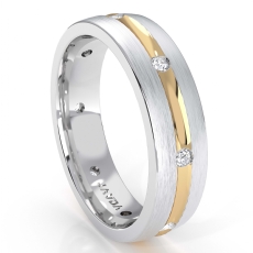 Brushed Finish Men's Diamond Eternity Wedding Band 14k 2 Tone Gold 0.16 Ct