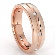Brushed Finish Men's Diamond Eternity Wedding Band 18k Rose Gold  (0.16Ct. tw.)