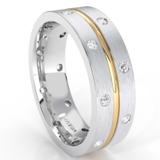 Polish Finish Bezel Diamond Eternity Men's Wedding Band 14k 2 Tone Gold 0.35 Ct