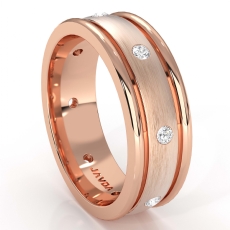 Dome Bezel Set Men's Diamond Eternity Wedding Band 18k Rose Gold  (0.16Ct. tw.)