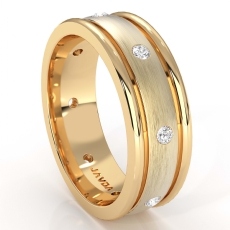 Dome Bezel Set Men's Diamond Eternity Wedding Band 14k Gold Yellow  (0.16Ct. tw.)