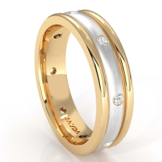 Men's Diamond Eternity Dome Wedding Band Bezel Set 14k 2 Tone Gold 0.16 Ct