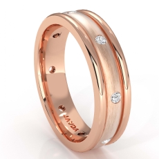 Men's Diamond Eternity Dome Wedding Band Bezel Set 18k Rose Gold  (0.16Ct. tw.)
