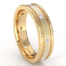 Brushed Bezel Set Men's Diamond Eternity Wedding Band 14k Gold Yellow  (0.16Ct. tw.)