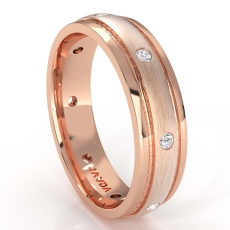 Men's Diamond Eternity Wedding Band Matte Bezel Set 18k Rose Gold  (0.16Ct. tw.)
