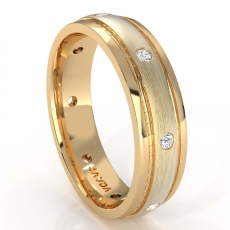 Men's Diamond Eternity Wedding Band Matte Bezel Set 14k Gold Yellow  (0.16Ct. tw.)