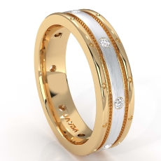 Center Dome Men's Bezel Diamond Eternity Wedding Band 14k 2 Tone Gold 0.16 Ct