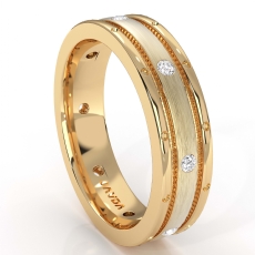 Center Dome Men's Bezel Diamond Eternity Wedding Band 14k Gold Yellow  (0.16Ct. tw.)