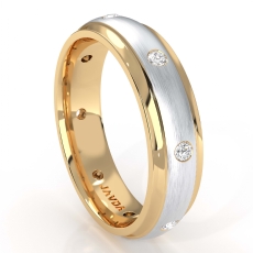 Step Edge Men's Diamond Eternity Matte Wedding Band 14k 2 Tone Gold 0.16 Ct