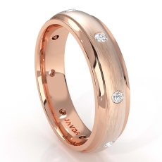Step Edge Men's Diamond Eternity Matte Wedding Band 18k Rose Gold  (0.16Ct. tw.)