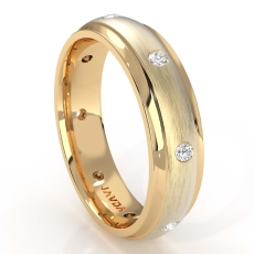 Step Edge Men's Diamond Eternity Matte Wedding Band 14k Gold Yellow  (0.16Ct. tw.)