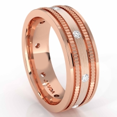 Bezel Men's Diamond Eternity Wedding Band Designer Edges 18k Rose Gold (0.16Ct. tw.)