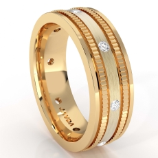 Bezel Men's Diamond Eternity Wedding Band Designer Edges 14k Gold Yellow (0.16Ct. tw.)