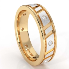 Brush Finish Center Mens Diamond Eternity Wedding Band 14k Two Tone Gold 0.25 Ct