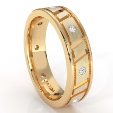 Brush Finish Center Mens Diamond Eternity Wedding Band 14k Gold Yellow  (0.25Ct. tw.)