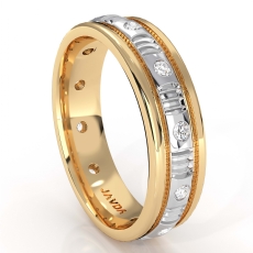 Round Edge Men's Bezel Diamond Eternity Wedding Band 14k Two Tone Gold 0.25 Ct
