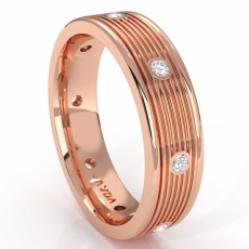 Parallel Grooves Diamond Eternity Men's Wedding Band 18k Rose Gold  (0.16Ct. tw.)