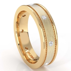 Brushed Finish  Diamond Eternity Men's Wedding Band 14k Gold Yellow (0.16Ct. tw.)