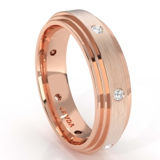 Diamond Eternity Men's Wedding Band Step Edge Brushed 18k Rose Gold (0.16Ct. tw.)