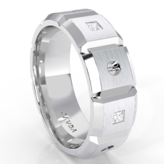 Beveled Edge Diamond Eternity Men's Wedding Band Platinum 950  (0.35Ct. tw.)