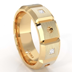 Beveled Edge Diamond Eternity Men's Wedding Band 14k Gold Yellow  (0.35Ct. tw.)