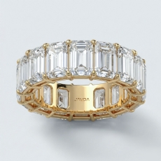 Women Shared Prong Wedding Band Emerald Lab-Grown Diamond 14k Gold Yellow  (13.2Ct. tw.)