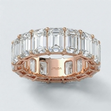 Women Shared Prong Wedding Band Emerald Lab-Grown Diamond 18k Rose Gold  (13.2Ct. tw.)