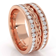 Braided Design  Diamond Men's Eternity Wedding Band 18k Rose Gold (1.75Ct. tw.)