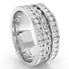 Braided Design  Diamond Men's Eternity Wedding Band Platinum 950 (1.75Ct. tw.)