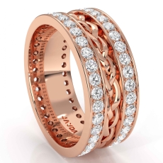 Braided Design Pave Diamond Men's Eternity Wedding Band 14k Rose Gold  (1.85Ct. tw.)