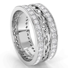 Braided Design Pave Diamond Men's Eternity Wedding Band Platinum 950  (1.85Ct. tw.)