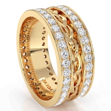 Braided Design Pave Diamond Men's Eternity Wedding Band 14k Gold Yellow  (1.85Ct. tw.)