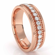 Double Rope Men's Diamond Eternity Flat Edge Wedding Band 18k Rose Gold  (1Ct. tw.)