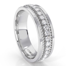 Double Rope Men's Diamond Eternity Flat Edge Wedding Band Platinum 950  (1Ct. tw.)