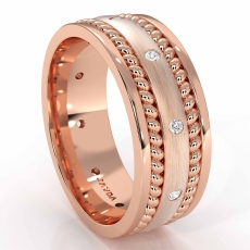 Polished Rope Edge Dome Diamond Mens Eternity Wedding Band 18k Rose Gold  (0.5Ct. tw.)