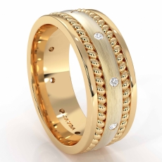 Polished Rope Edge Dome Diamond Mens Eternity Wedding Band 14k Gold Yellow  (0.5Ct. tw.)