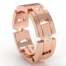 Block Link Round Diamond Men's Eternity Wedding Band in 18k Rose Gold (0.35Ct. tw.)