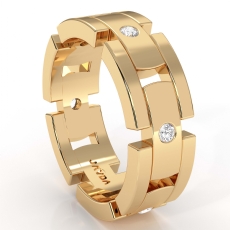 Block Link Round Diamond Men's Eternity Wedding Band in 14k Gold Yellow (0.35Ct. tw.)