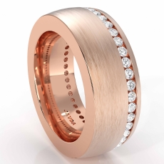 Offset Channel Round Diamond Men's Eternity Wedding Band in 18k Rose Gold  (1Ct. tw.)