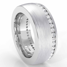Offset Channel Round Diamond Men's Eternity Wedding Band in 14k White Gold 1 Ct
