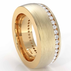 Offset Channel Round Diamond Men's Eternity Wedding Band in 18k Gold Yellow  (1Ct. tw.)