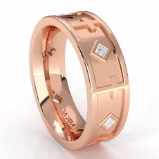 Cross Design Men's Princess Diamond Eternity Wedding Band 18k Rose Gold  (0.3Ct. tw.)