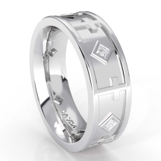 Cross Design Men's Princess Diamond Eternity Wedding Band 14k White Gold 0.30 Ct