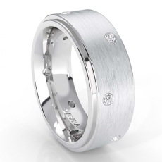 Flat Edge Men's Round Bezel Diamond Eternity Wedding Band 14k White Gold 0.24 Ct