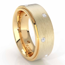 Flat Edge Men's Round Bezel Diamond Eternity Wedding Band 14k Gold Yellow  (0.24Ct. tw.)