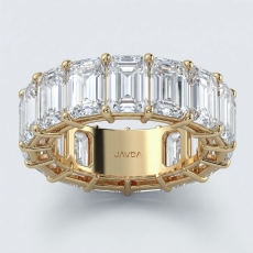 Women Shared Prong Wedding Band Emerald Lab-Grown Diamond 14k Gold Yellow  (13.3Ct. tw.)