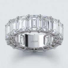 Women Shared Prong Wedding Band Emerald Lab-Grown Diamond 18k Gold White  (13.3Ct. tw.)