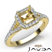 Diamond Engagement 18k Yellow Gold Halo Pave Setting Asscher Semi Mount Ring 0.5Ct - javda.com 
